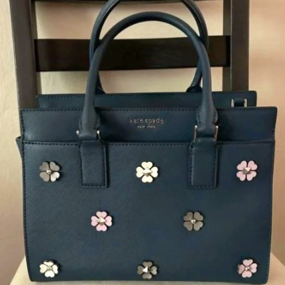 Kate Spade Blue and Pink Satchel with Floral Accents & Wallet